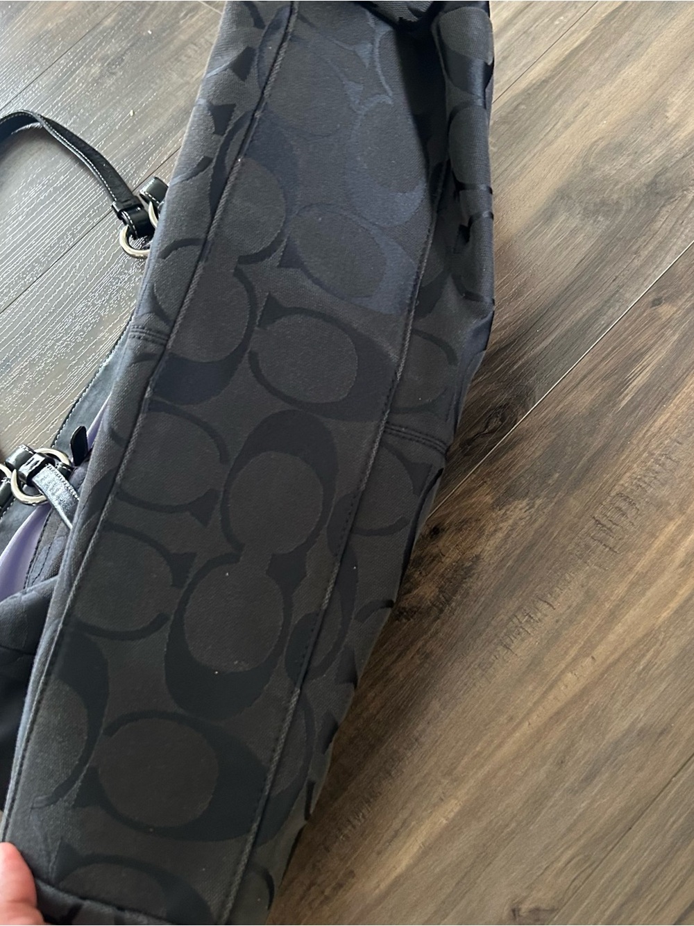 Coach Black Signature Jacquard Tote with Leather Handles - Picture 6 of 6